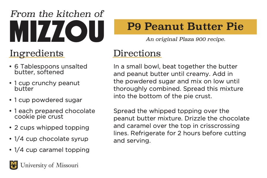 A screenshot of a recipe card for P9 Peanut-Butter Pie. The downloadable PDF is screen reader compatible.