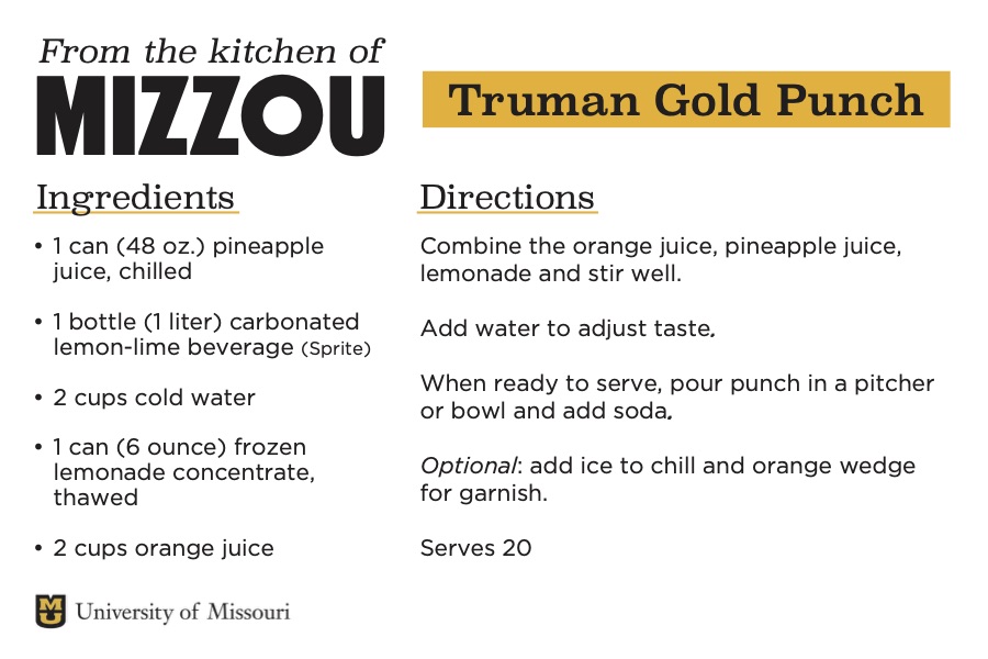 A screenshot of a recipe card for Truman Gold Punch. The downloadable PDF is screen reader compatible.