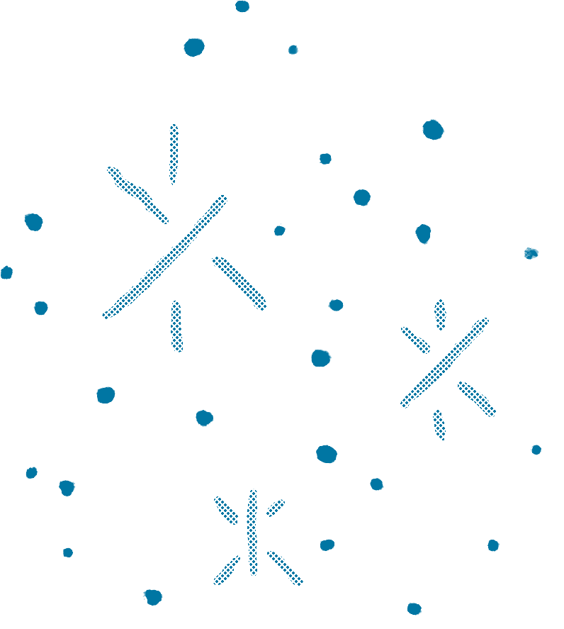 A hand drawn sticker of snowflakes